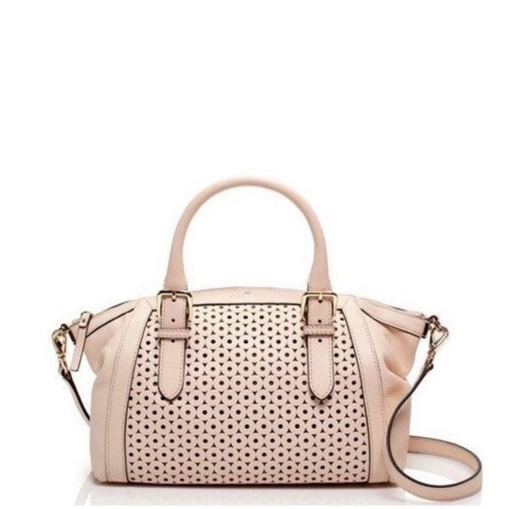 Kate Spade Mercer Isle Sloan Goose Egg Die Cut Leather Satchel Tan Handbag